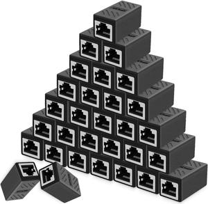RJ45 Coupler, Ethernet Connectors, Hielded in-Line Coupler for Cat7/Cat6/Cat5e/Cat5 Ethernet Cable Extender Connector - Female to Female (Black 30 Pack)
