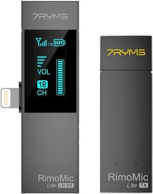 7RYMS RimoMic Lite LN Mini Wireless Microphone, Lavalier Microphone for iPhone Vlogging, Phone Gimbal Video Recording, Phone Interview- Compatible with iPhone 13 12 11 X XS 8 7 6 pro/max/Mini