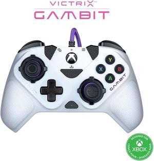 Victrix Gambit World's Fastest Licensed Xbox Controller, Elite Esports Design with Swappable Pro Thumbsticks, Custom Paddles, Swappable White / Purple Faceplate for Xbox One, Series X/S, PC