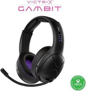 Victrix Gambit Black Wireless and Wired Gaming Headset with Mic - Microsoft Xbox One, Series X|S, PC - Esports-Ready Pro Audio, Noise Cancelling Microphone, Ultra-Comfort Over the Ear Headphones