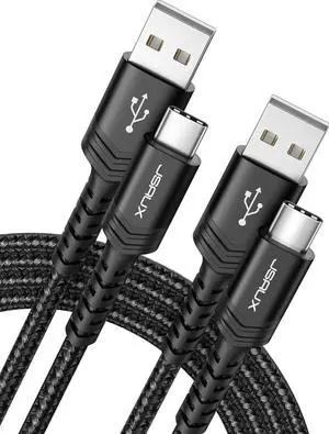 USB-C to USB A Cable 3.1A Fast Charging [Black 2-Pack 6.6ft], for iPhone 15 USB Type C Charger Cord Compatible with iPhone 15/15 Plus15 Pro/15 Pro Max, Samsung Galaxy S20 S10 S9, Note 20 10, LG G8 G7