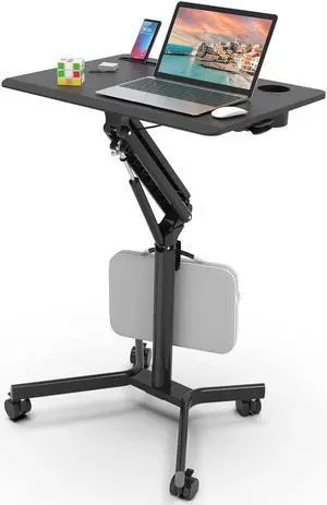 Mobile Standing Desk, 28 inch Small Height Adjustable Rolling Laptop Desk, Portable Sit Stand Desk with Lockable Wheels, Ergonomic Desktop Table for Home Office, Black Mobile Standing Desk, 28 inch Small Height Adjustable Rolling Laptop Desk, Portable Sit Stand Desk with Lockable Wheels, Ergonomic Desktop Table for Home Office, Black