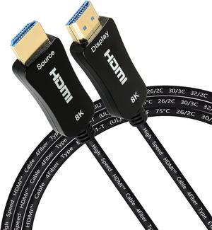 8K Fiber Optic HDMI 2.1 Cable 50 Feet in-Wall CL3 Rated (8K60hz 4K120hz HDCP 2.3 2.2 48Gbps) Ultra High Speed Compatible with Apple-TV Dolby Vision Atmos PS5 Xbox 3080 3090