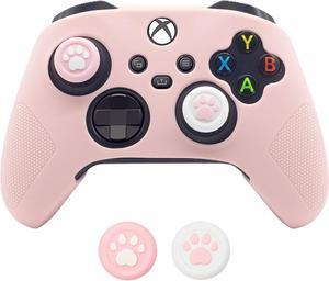 Cute Skin Cover for Xbox One / Series X/S Controller Anti-Slip Silicone Grip Protective Case Accessories Set Wireless/Wired Gamepad Joystick with 2 Cat Paw Thumb Grips Caps (Pink)
