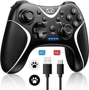 Wireless Switch Pro ControllerNintendo Switch Controller with ProgrammableVibrationTurbo Compatibility with Nintendo SwitchLiteOLEDWindows PCSwitch Remote Gamepad with 2 Thumb Caps  Black