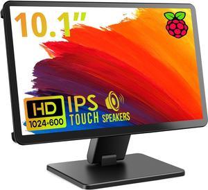 Touch Screen Monitor with Case,10.1 Raspberry Pi Screen, IPS FHD 1024×600,Responsive and Smooth Touch,Dual Built-in Speakers,HDMI Input,Compatible with Raspberry Pi 5/4/3/Zero,Versatile Stand