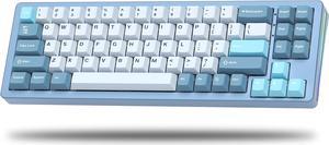 75% Gaming Keyboard, Aluminum Alloy Shell Wireless Mechanical Keyboard Bluetooth/2.4G/Wired Hot Swappable White Jade Switches, Gasket Mounted RGB Creamy Keyboard for Mac/Win, Blue