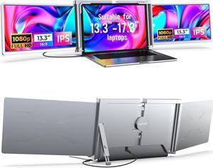 13.3" Triple Laptop Screen Extender, [M1/M2/M3/Windows] [Only 1 Cable] FHD 1080P IPS Laptop Monitor Extender,Triple Laptop Screen Extender for Windows, MacOS, for 13.3" -17.3" Laptops,Grey