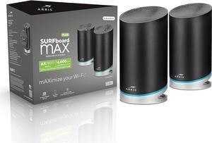 ARRIS SURFboard mAX W130 Tri-Band Mesh Wi-Fi 6 System , AX7800 Wi-Fi Speeds up to 7.8 Gbps , Coverage 6,000 sq ft , 4.8 Gbps Backhaul , Four 1 Gbps Ports per Node , Alexa Support