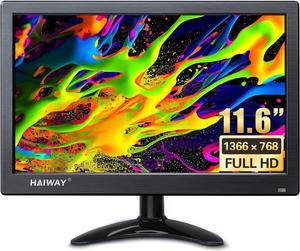 11.6 inch Security Monitor, 1366x768 LED Monitor Small HDMI Monitor with Remote Control Built-in Speakers, Mini Monitor HDMI VGA AV BNC USB Input for CCTV Raspberry Pi PC Fire Stick Gaming