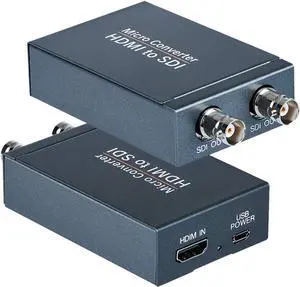 HDMI to SDI Converter, Micro Converter One HDMI in Two SDI Output (with Power Supply Adapter, Audio Embedder Support HDMI 1.3, 3G/HD-SDI Auto Format Detection Extender for Camera CCTV