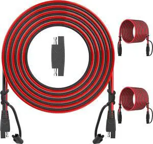 2 Pack 12ft. SAE to SAE Extension Cable Quick Disconnect Connector 16AWG, for Automotive, Solar Panel Extension Cable Plug (12FT(16AWG)) 2 Pack 12ft. SAE to SAE Extension Cable Quick Disconnect Connector 16AWG, for Automotive, Solar Panel Extension Cable Plug (12FT(16AWG))