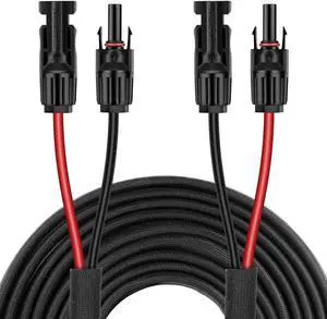 10FT 10AWG Solar Panel Extension Cable, Solar Extension Cable with Female and Male Connectors, Solar Cable for Solar Panels, Solar Controllers (10AWG, 10FT)