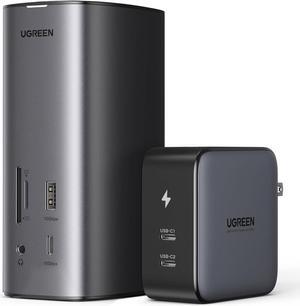 UGREEN Revodok Pro 312 USB C Docking Station with 100W GaN Charger, DisplayLink 12-in-1 Triple Display Dock for Mac & Win with 8K/4K HDMI DP, 10Gbps USB A & C, 100W PD, Gigabit Ethernet, SD/TF, 3.5mm