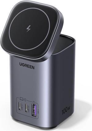 UGREEN Nexode 100W USB C Charger with 15W MagSafe Charger Wireless Stand for iPhone 15 Pro Max/14/13/12, AirPods Pro, 4 in 1 GaN Desktop Charging Station for MacBook Pro, iPad, Dell XPS, Galaxy S23