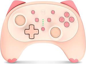 Cute Switch Controller, Bluetooth Cartoon Kitten Nintendo Switch Controllers Wireless, Kawaii Light Switch Gaming PC Controller with TURBO/Double Vibration Function (Orange/Red)