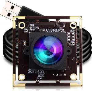 16MP Wide Angle USB Camera Module for Raspberry Pi and Computer 4K Mini UVC USB2.0 Video Webcam Board with 118degree No Distortion Lens IMX298 Industrial PC Lightburn Camera for Laptop,Jetson Nano