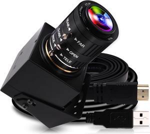 4K USB HDMI Camera Manual Zoom Webcam Variable Focus PC Camera Mini Close-up Camera for Computer H.265 Telescope USB Security Camera 8mp IMX415 Industrial CCTV Camera (3.6-10mm 3X Zoom Lens)