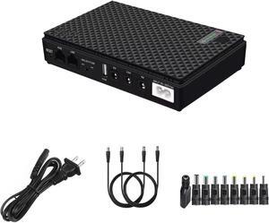 Mini UPS Battery Backup for Routers,Built-in 10400mAh Rechargeable Surge Protector with POE,Output USB 5V/2A DC 5V/9V/12V 2A for Modem,Security Camera, Smartphones