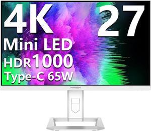 27" Mini LED 4K Monitor, HDR1000, 99% DCI-P3 99% sRGB, 1.07B Colors, IPS, USB-C, HDMI 2.1, DP, Speakers, Auto Brightness, Height Adjustable, Mountable, White