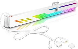 Graphics Card GPU Support Bracket, 5V 3Pin ARGB Dual Interface & Small 4Pin Interface RGB Video Card Holder, 2 PCIE Slots Easy Installation GPU Bracket for 99% Cases - White