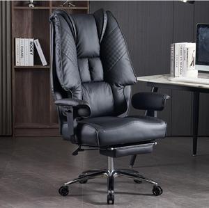 Big and Tall Office Chair 400lbs Wide Seat, Leather High Back Executive Office Chair with Foot Rest, Ergonomic Office Chair Lumbar Support for Lower Back Pain Relief (Black)