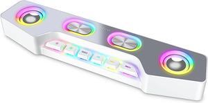 FIFINE Computer Speaker, Bluetooth Wireless Gaming RGB Desktop Speaker, Aux-in Wired Jack, USB Powered, for PC Laptop Phones, External E-Sport Speaker for Streaming Party-AmpliGame - White