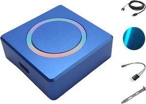 Aluminum Alloy PC Power Button Extension, 6.6ft Cable PC Remote Start, Desktop Computer PC Power Switch, Desk Computer Case ATX Motherboard External Turn On Switch Off Power Button PC Cables - Blue