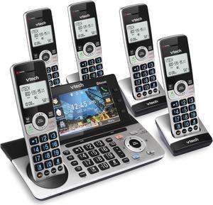 VTech Business Grade 5-Handset Cordless Phone for Home Office, 5" Color Display, Programmable Short Cut Keys, Smart Call Blocking, Answering System,Bluetooth Connect to Cell