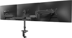 Triple Monitor Stand - 3 Monitor Mount with Gas Spring Monitor Arm Fit Three 17 to 27 inch Flat/Curved LCD Computer Screens with Clamp, Black