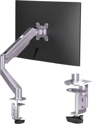 Monitor Mount Gas Spring Monitor Arm Desk Mount Fully Adjustable Fits 17 20 22 23 24 26 27 inch Monitors Weight Capacity up to 13.2 lbs (Silver)