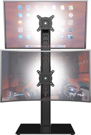 Dual Monitor Stand - Vertical Stack Screen Free-Standing Monitor Riser Fits Two 13 to 34 Inch Screen with Swivel, Tilt, Height Adjustable, Holds One (1) Screen up to 44Lbs - Black