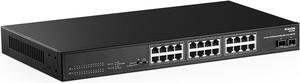 24 Port 2.5G Ethernet Switch with 2x10G SFP, 24 x 2.5G Base-T Ports Compatible with 10/100/1000Mbps, Metal Unmanaged Fanless Rackmount Network Switch