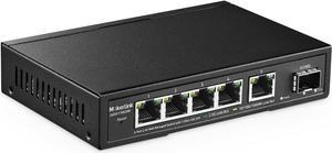 5 Port 2.5G Managed Ethernet Switch with 10G SFP, 5 x 2.5G Base-T Ports Compatible with 10/100/1000Mbps, Metal Web Managed Fanless Network Switch