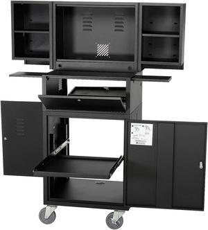 Global Industrial Mobile Fold-Out Computer Security Cabinet, Unassembled, Black, 24-1/2"W x 22-1/2"D x 61-1/2"H