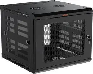 ECHOGEAR 9U Network Rack - Enclosed Wall Mount Rack Kit Includes 2X 1U Shelves, Pre-Mounted Fan, Lockable Door & Hardware - 600mm Depth Fits All Your AV Gear