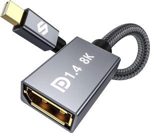 8K Mini DisplayPort to DisplayPort 1.4 Adapter, 8K@60Hz 4K@144Hz Mini DP to DP Adapter, HDR, DSC1.2, G-Sync FreeSync, Mini DP [Thunderbolt 2] Gaming Laptop, MacBook, iMac, Monitor, VR