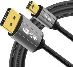 Mini Displayport Cable 6FT, 8K DP [Display Port] Cable 1.4 Supports to 8K 60Hz,4K 144Hz,1080p 240Hz,HBR3,32.4Gbps,HDR,HDCP 2.2,G-sync and Freesync on The Gaming Monitor,HDTV,Laptop,etc