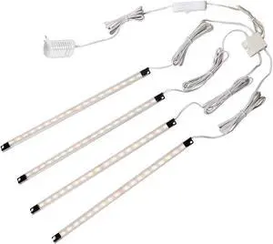Under Cabinet Lighting Bookshelf Light Bar - UL-Listed - Low Profile - Energy Saving - Cool to Touch - Soft Warm 4-Piece - White