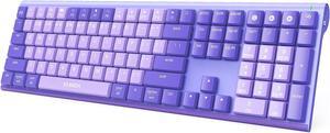 MultiDevice Wireless Mechanical Keyboard Low Profile Mechanical Bluetooth Keyboard Tactile Quiet Switches Full Size for macOS Windows Linux iOS Android Metal Purple
