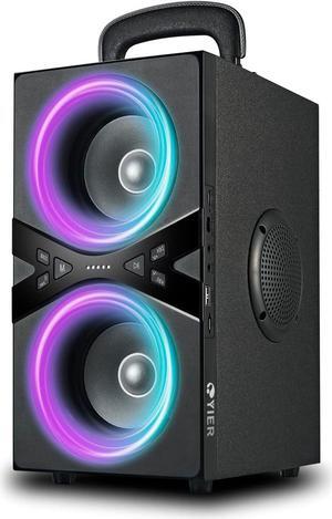 Bluetooth Speakers, Wireless TWS Portable Speaker with Lights,100dB Loud Subwoofer 80w(Peak) Stereo Sound, Bassup Technology, Long Playtime for Outdoor Party