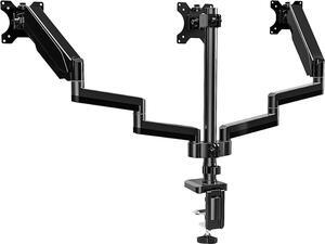 Triple Monitor Mount, 3 Monitor Desk Stand for Three Flat/Curved Computer Screens Up to 27, Heavy Duty Gas Spring Monitor Arms Hold up to 17.6lbs Each, Fully Adjustable, VESA 75x75/100x100