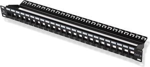 Cable Matters Rackmount or Wall Mount 1U 24 Port Keystone Patch Panel with Cable Management and Support Bar (19-inch Blank Patch Panel for Keystone Jacks/Keystone Panel)