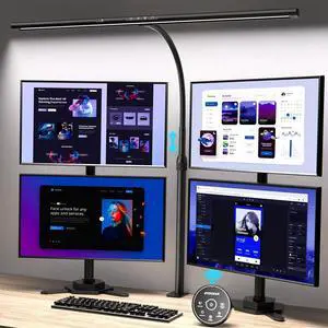 Desk Lamp with Clamp, 31.5" LED Desk Lamp for Home Office, 24W Gesture Sensing Control Desk Light, Dimmable & Color Temperature, Eye-Caring Office Lamp, Architect Lamp for Screen Task Lamp