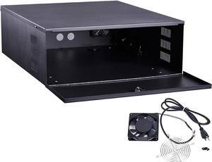 Kenuco White Heavy Duty 16 Gauge Steel DVR Security Lockbox with Fan (BK 15'' X 14.86'' X 4.96'')