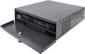 18in X 18in X 5in NVR/DVR Lock Box,Black 16 Gauge Heavy Duty Steel With Fan NVR Network Locking Box,Safety Lock Box For CCTV Balun