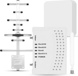 Cell Phone Booster for Home & Multi-Room, Cell Phone Signal Booster with 2 Indoor Antennas for Band 66/2/4/5/12/17/13/25,Up to 6000 Sq.Ft,Boost 4G 5G LTE Data for All U.S. Carriers, FCC Approved