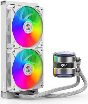 ALSEYE Infinity i240 AIO CPU Liquid Cooler, Dual Pumps System CPU Water Cooler with Temperature Display Screen, 240mm Radiator & Dual Snap-in Connection Wireless ARGB & PWM Case Fans