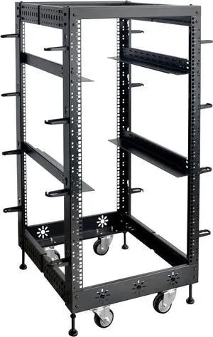 22U 19 Adjustable Depth Server Rack Support Up to 1700LBS Floor Standing 4 Posts Construction with Load-Bearing Casters Universal for Network Equipment Black