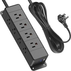 30W USB C Power Strip Surge Protector,Ultra Thin Flat Plug Power Strip 4 Side 12 Outlets,1 PD Fast Charing,2 USB-C, 2 USB-A(4 USB Total 40W),6ft Slim Extension Cord,16 in 1 Desk Power Bar,1200J Black